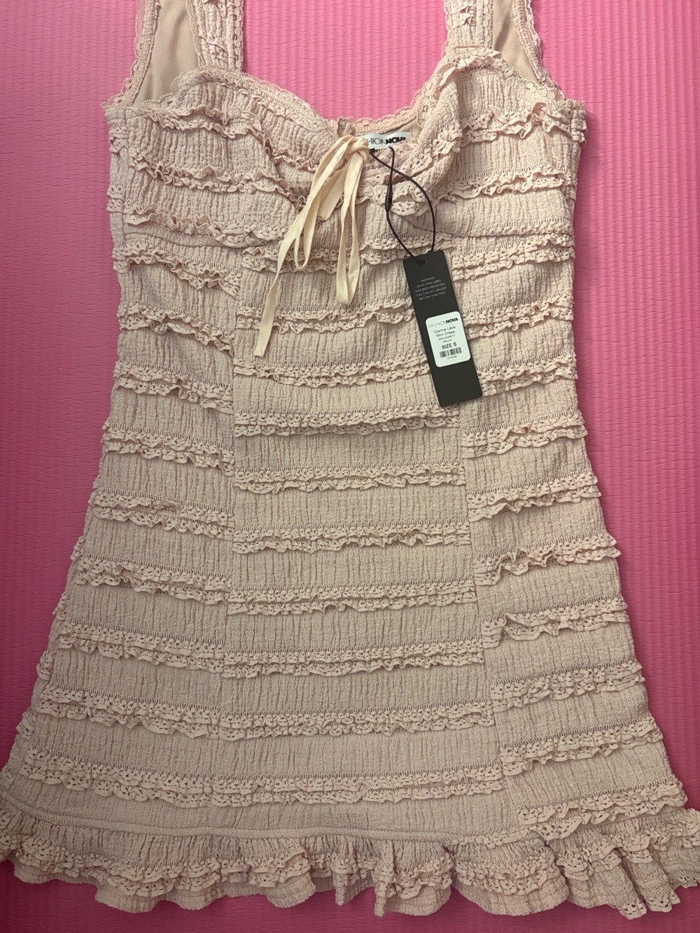 Fashion Nova Blush Ruffle Knit Mini Dress